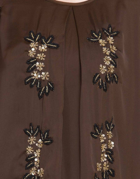 Muslimah Thread Embroidered Nida Kaftan Gold